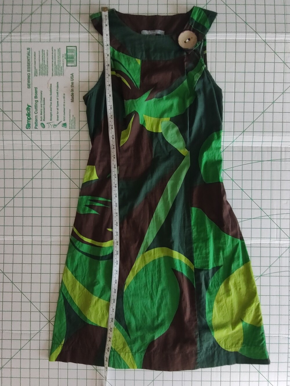 NY Collection Brown and Green Abstract Tank Dress